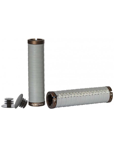 Handtag Corium, Spectra PU läder med låsring, Ljusgrå, 130mm