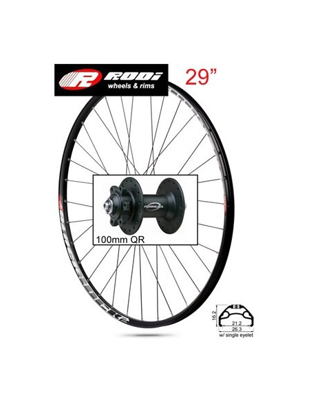 Framhjul BlackRock 29", Svart 100mm QR nav  32H