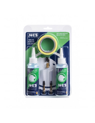 Tubeless Ready Kit JOE´S Eco Sealant, racerventil , 21mm fälg