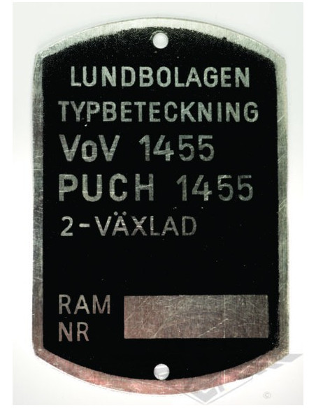Typskylt VoV 1455 2-vxl.