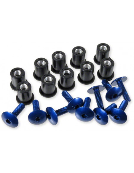 Kåpskruvkit Krom Blå