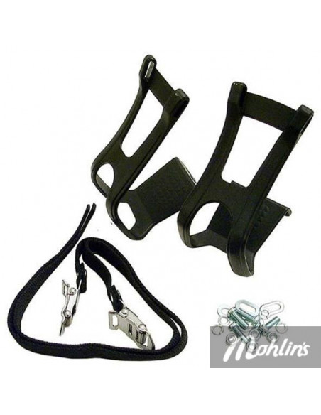 Tåclips MTB Svart PVC Komplett med remmar Parvis