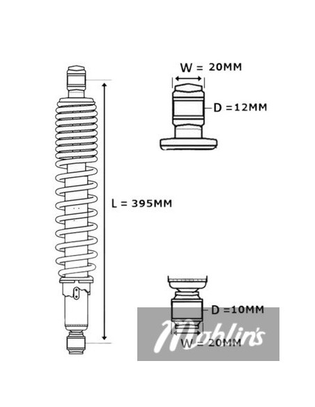 Stötdämpare Honda MT50 395mm krom