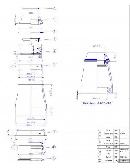 BBB Semi-Integrated tapered, ID.44/55mm