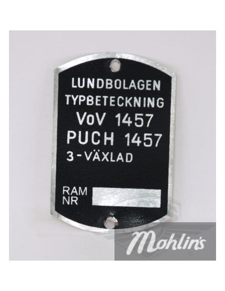 Typskylt VoV 1457 Dixie