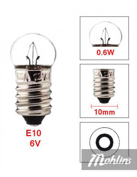 Glödlampa E10, 6C 0,6W