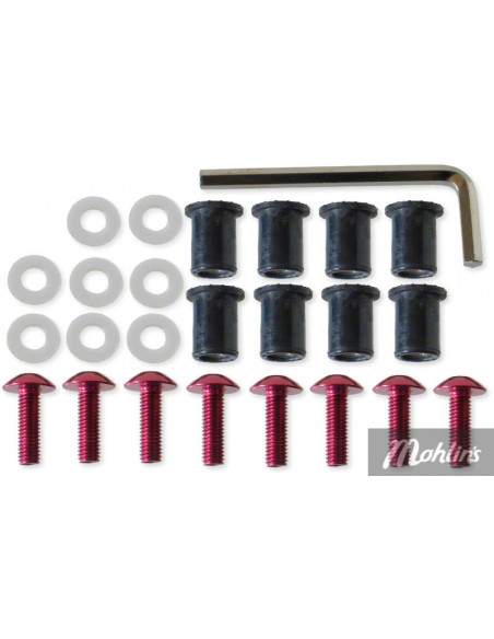 Täckskruvkit 5x16mm Krom Röd