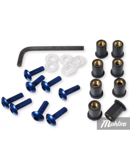 Täckskruvkit 5x16mm Aluminium Blå