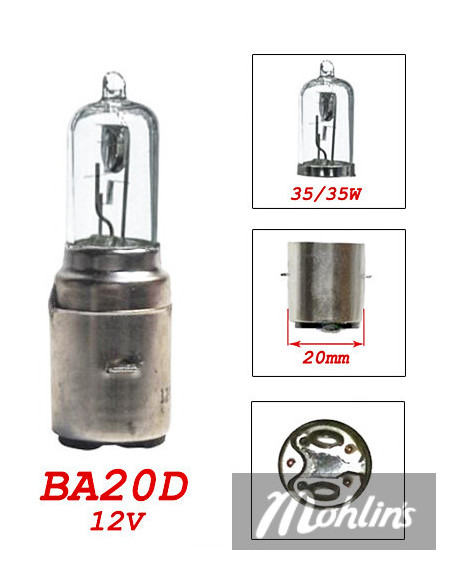 Glödlampa BA20d, 12v 35/35 Halogen