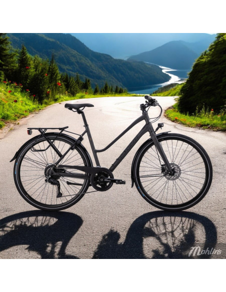 Crescent Holma Cityhybrid 18-vxl 55 cm Svart matt Hydraulisk skivbroms