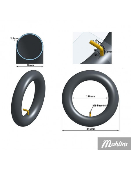 Elsparkcykelslang 8.5 tum 8.5x2 VC 90x90
