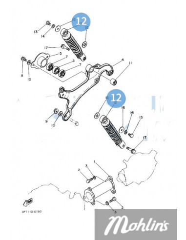 Stötdämpare Yamaha PW50 195 mm Par