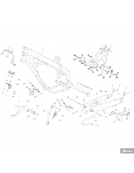 Fotpinne Höger Rieju (Original) Rieju Drac Euro 5/V2 MRT Euro 4/Euro 5 V1/V2