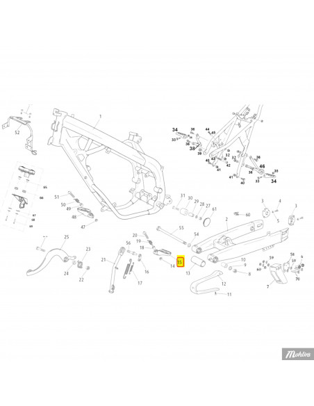 Fotpinne Vänster Rieju (Original) Rieju Drac Euro 5/V2 MRT Euro 4/Euro 5 V1/V2
